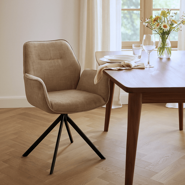 Teun Eetkamerstoel - Taupe - Stof – foto 2