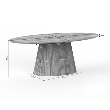 Solana Eettafel - Naturel - 210 cm
