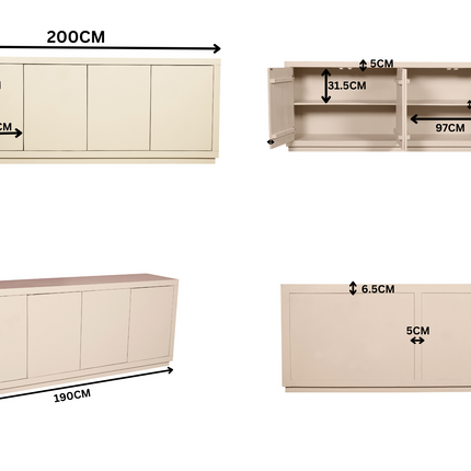 Brussel Dressoir - Zand - 200 cm