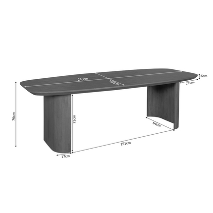 Maré Eettafel - Bruin - 240 cm