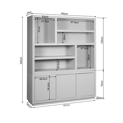 Brussel Vakkenkast - Bruin - 160 cm