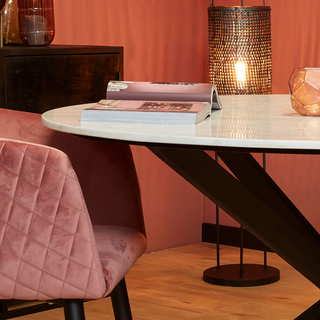 Lynn Eettafel - Wit marmer - ø130 cm
