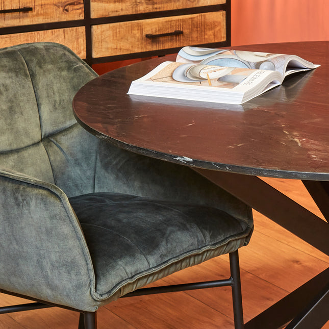 Lynn Eettafel - Zwart marmer - ø130 cm