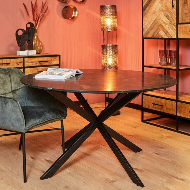Lynn Eettafel - Zwart marmer - ø150 cm